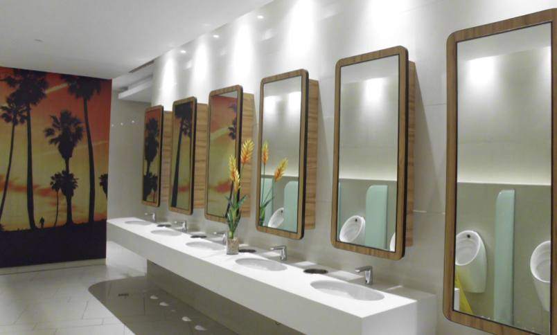 Finished restroom built with SABS partition walls